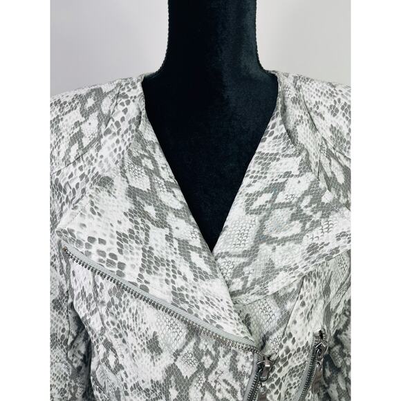 Snakeskin faux leather moto jacket size S - Picture 9 of 15